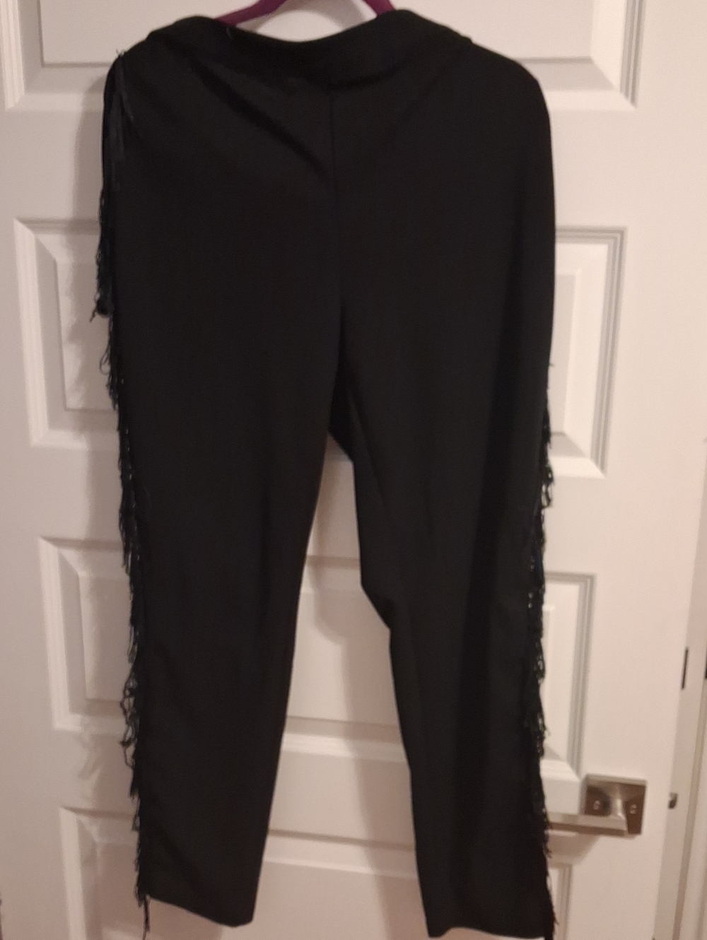 SHEIN Black Skinny Pants with Side Fringe